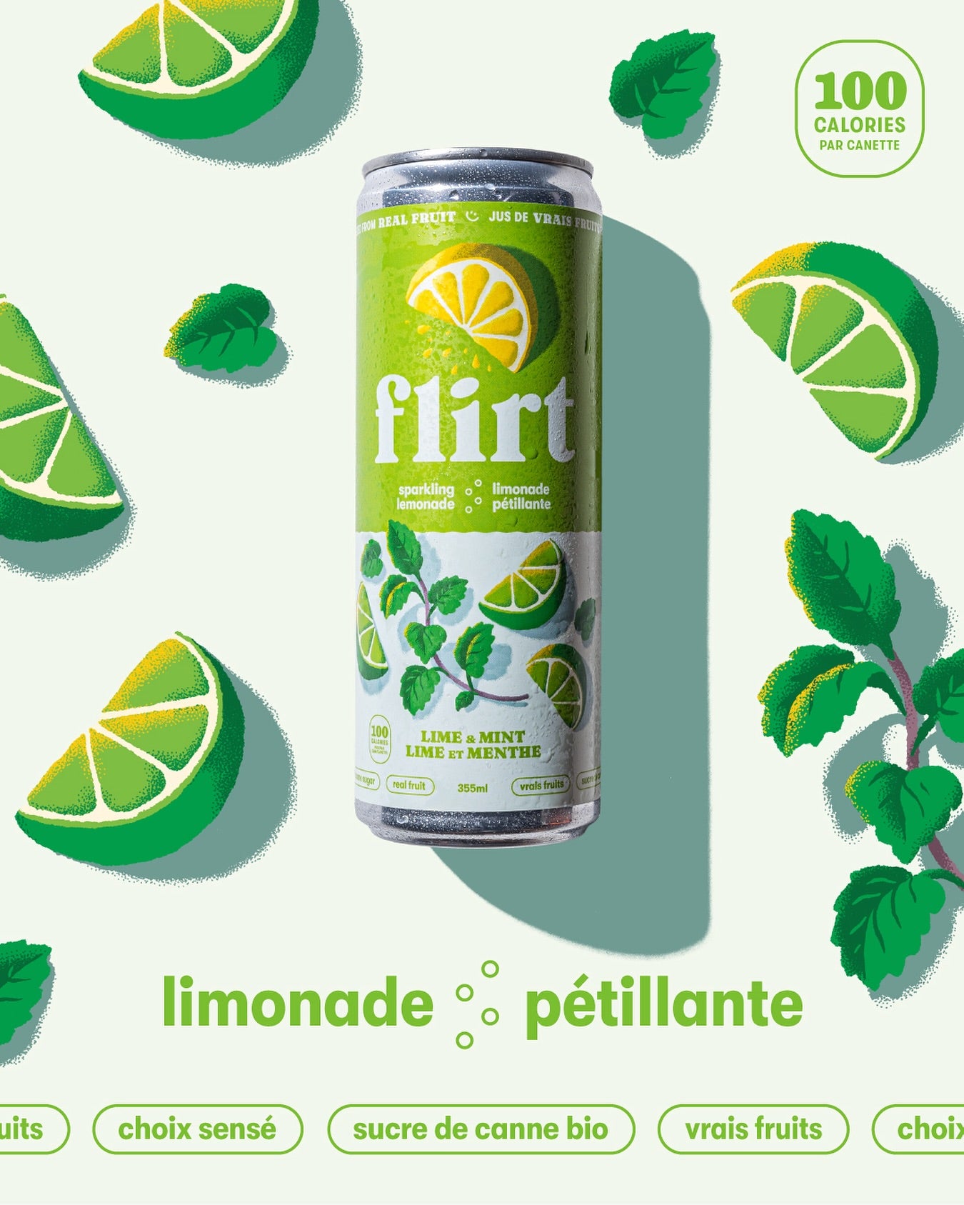 Limonade pétillante - Lime & menthe 355ml