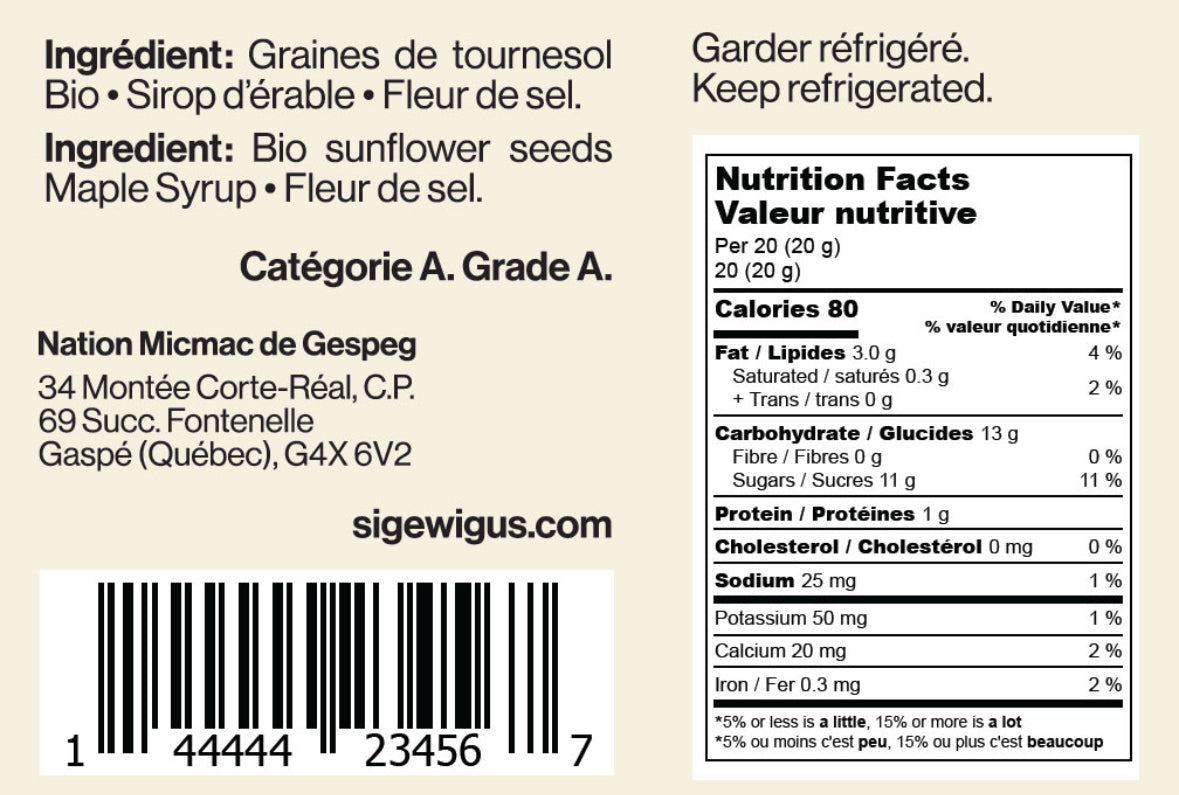 Beurre d’érable et tournesol Sigewigus