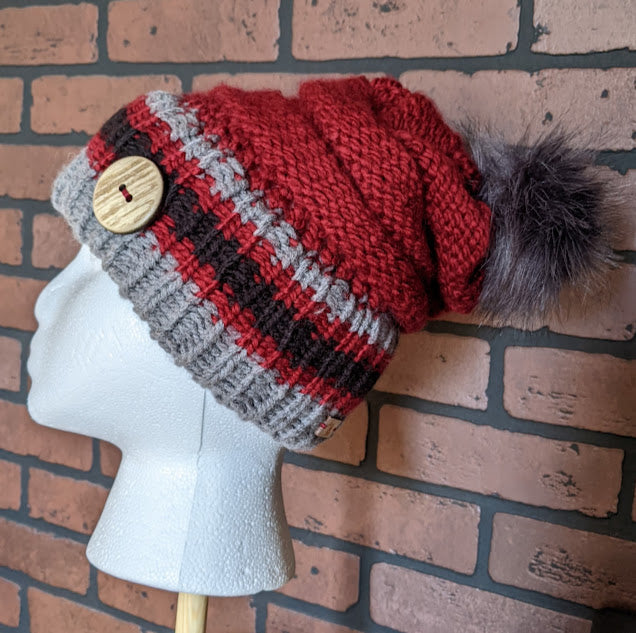 Tuque Alaska Rouge/gris/noir Adulte
