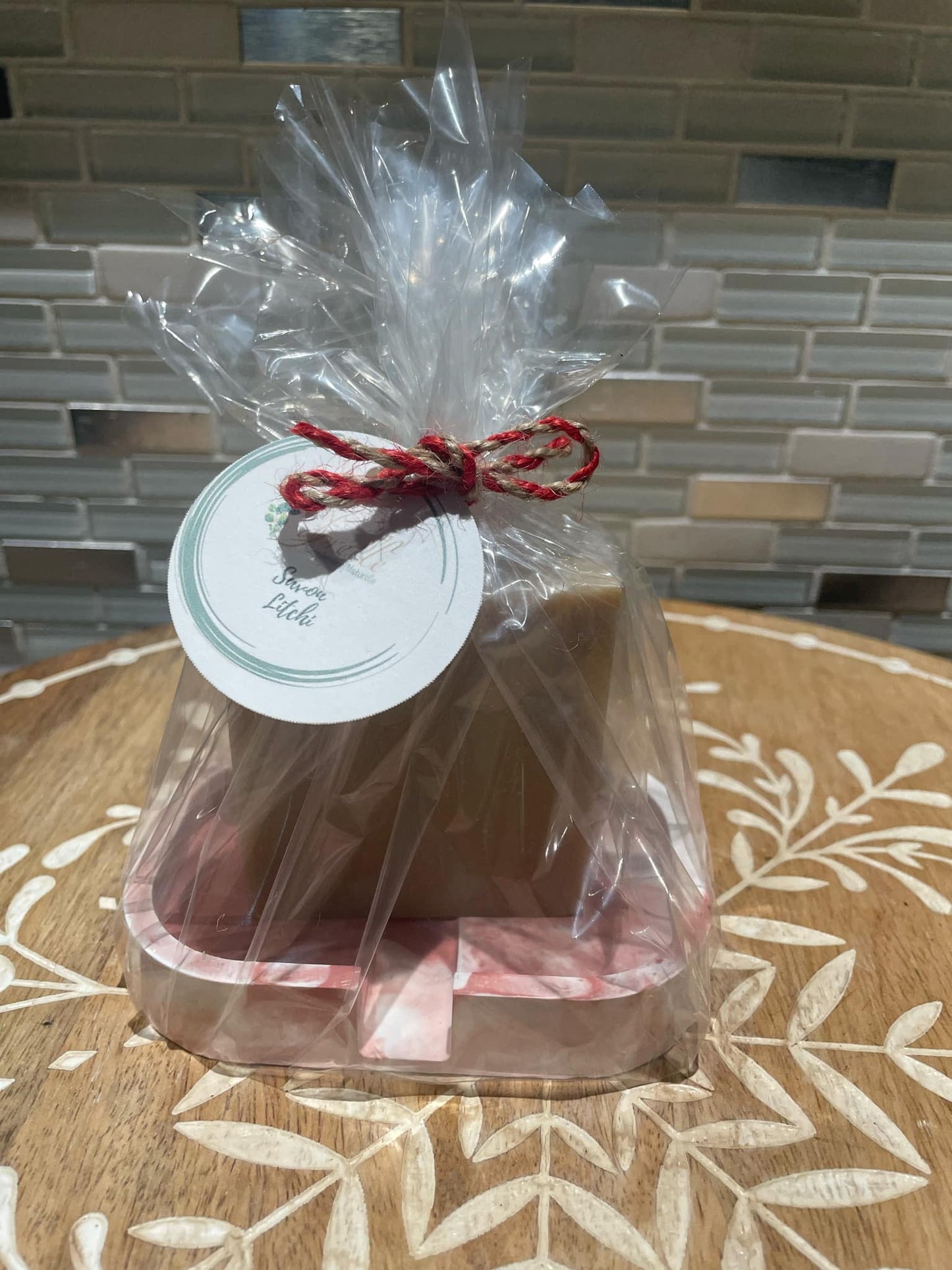 Ensemble Savon Litchi + porte-savon