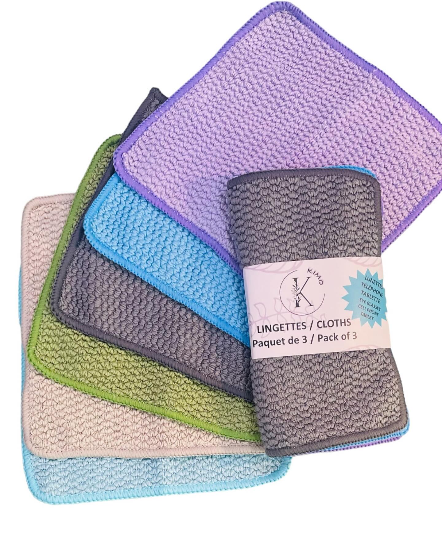 Linges en microfibre - Lingettes (paquet de 3 couleurs assorties)