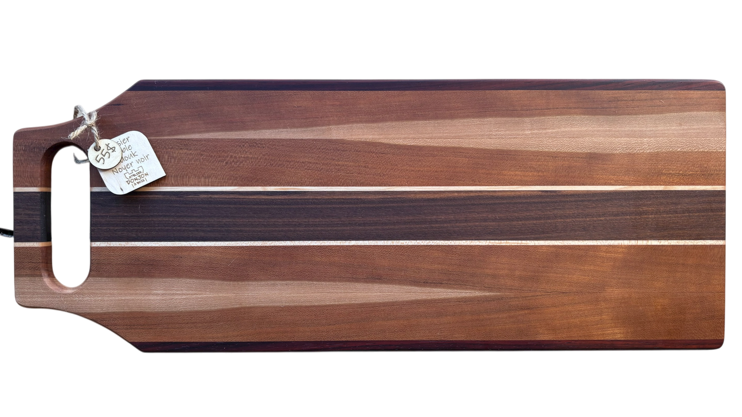 Planche à découper - Cerisier, érable, Padouk et noyer noir