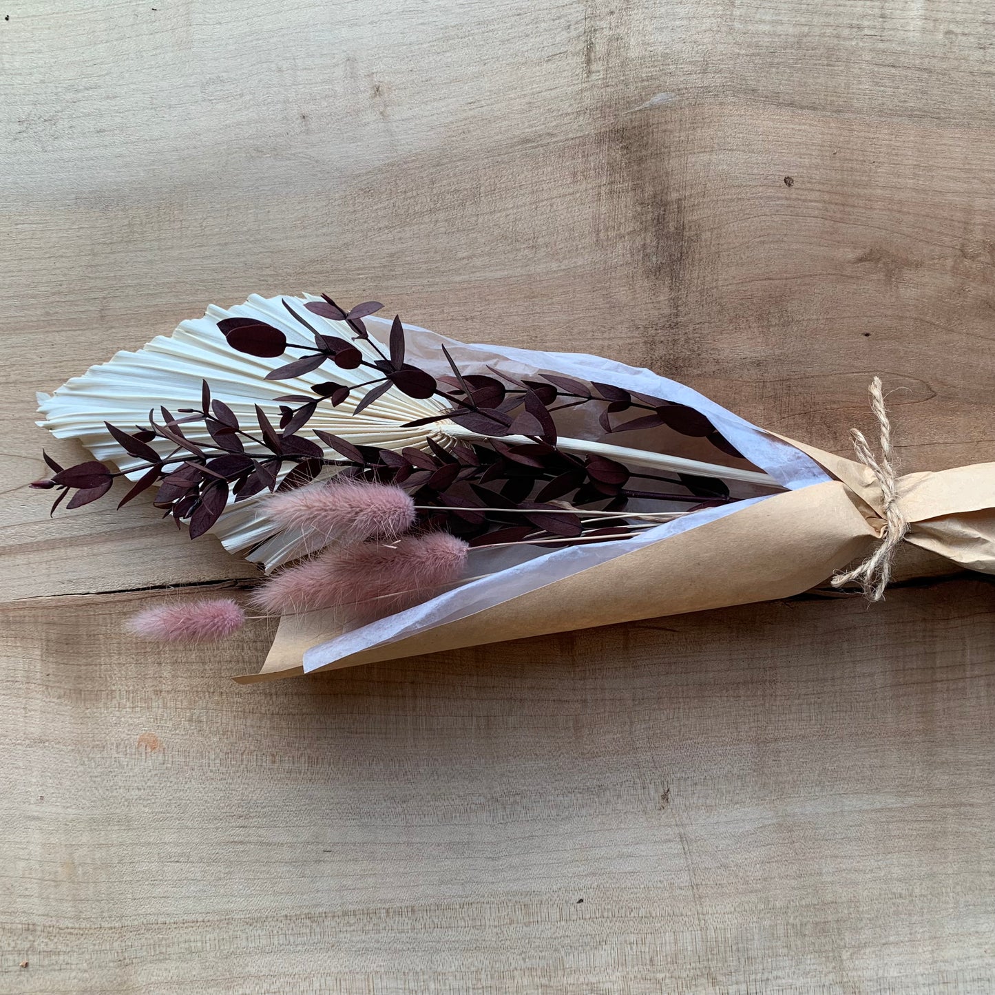 Bouquet de fleurs séchées - Boho rose et blanc