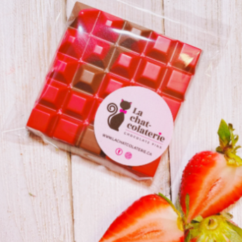 Tablette bijoux chocolat au lait et chocolat à la fraise VALRHONA 50g