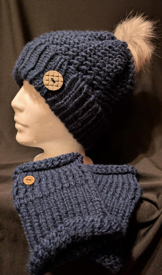 Ensemble Tuque et Gants bleu marine