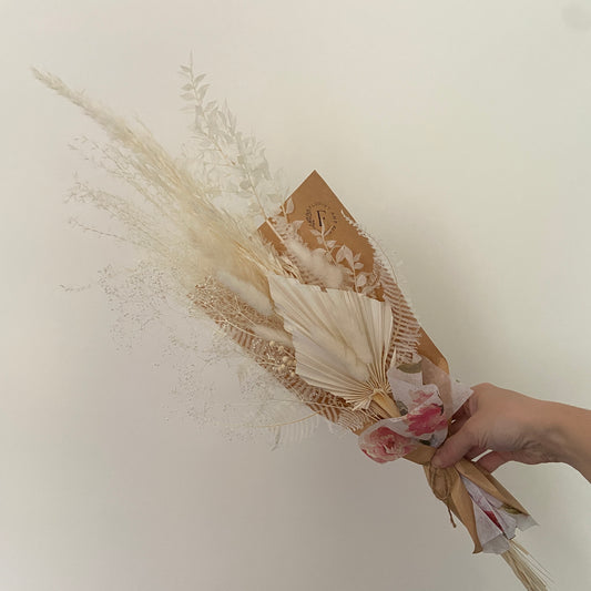 Bouquet de fleurs séchées - pampas bohème blanc