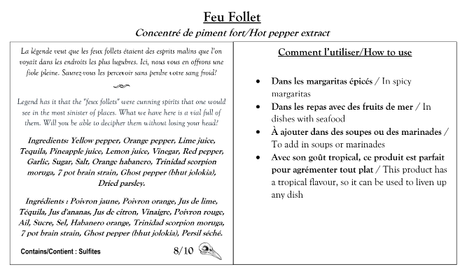 Feu Follet - Concentré de piment fort 4oz