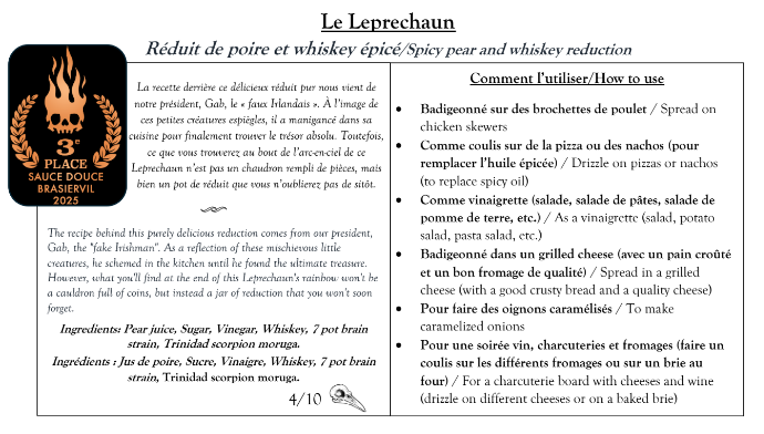 Le Leprechaun - Réduit de poire et whiskey épicé 4oz