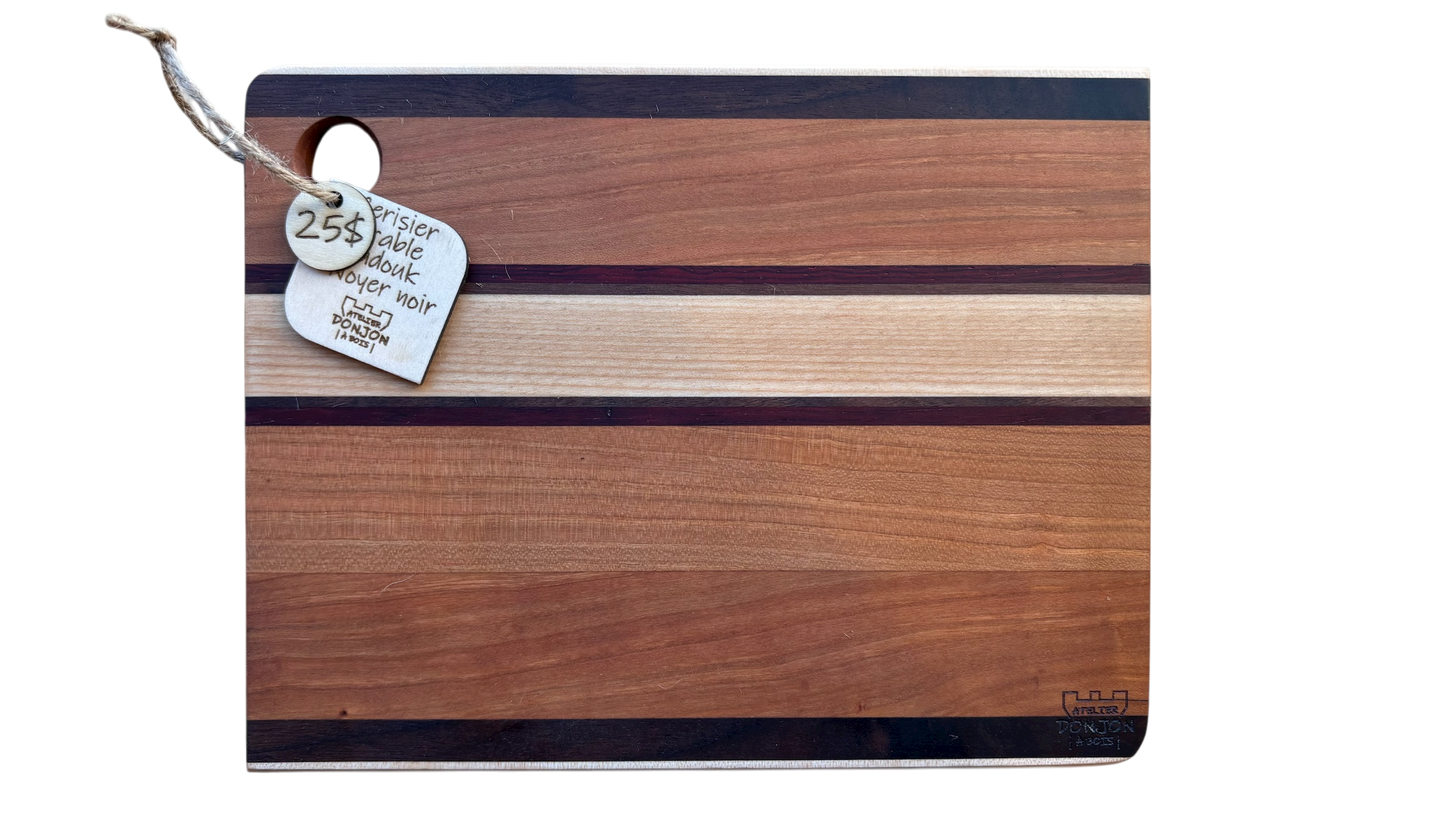 Planche à découper - Cerisier, érable, padouk et noyer noir