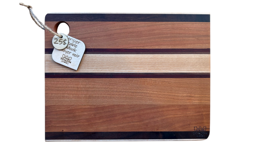 Planche à découper - Cerisier, érable, padouk et noyer noir