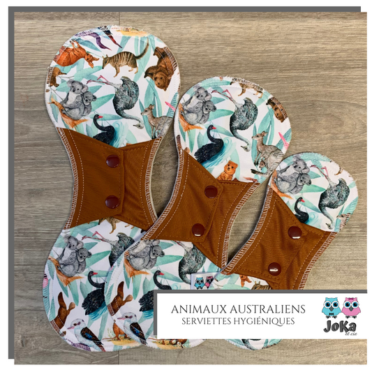 Serviette hygiénique lavable Animaux australiens